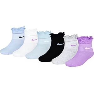 Nike 6 Pair Socks Ankle Length Ruffle Socks Lightweight Youth 7C - 10C New
